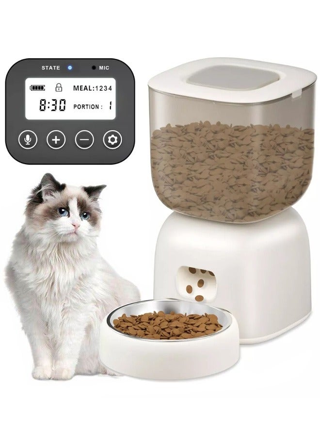 Bamboo Automatic Intelligent Pet Feeder, Food Dispenser for Cats and Dogs 3L, Stainless Steel Food Bowl, Timer Setting, Voice Record, Small & Medium Pets, BPA-Free - Image 1