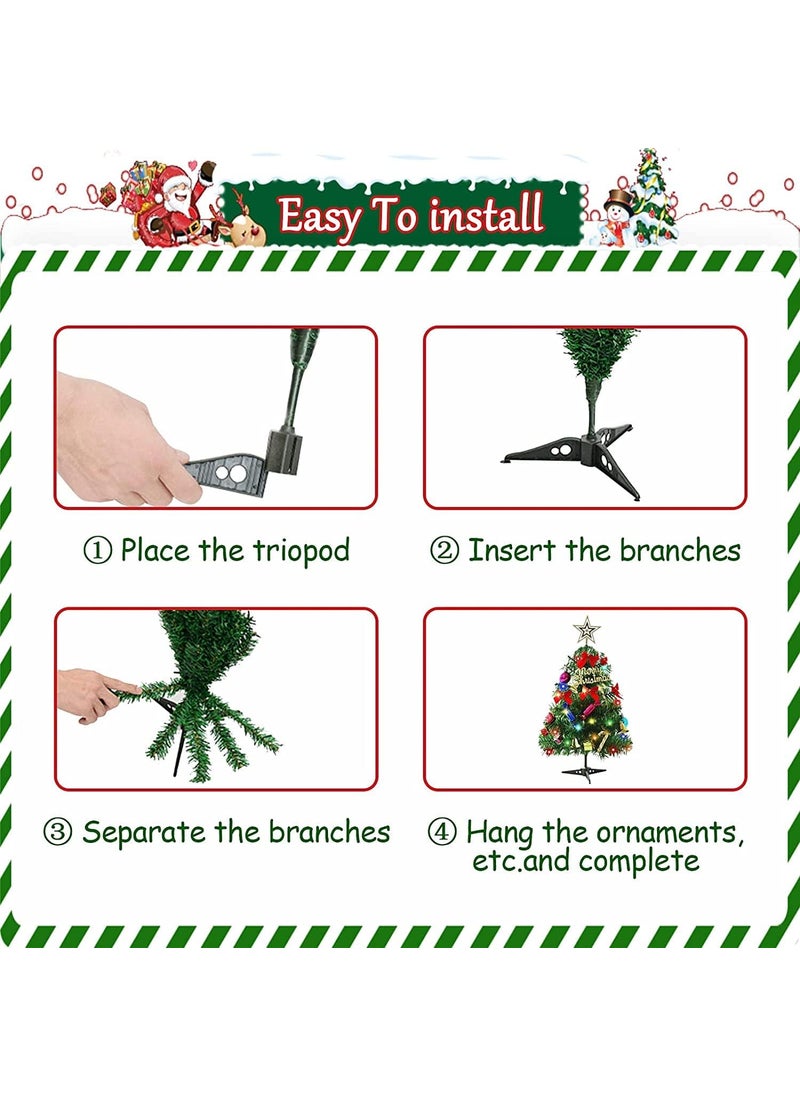 Lazybeee Lazybeee Table Top 2ft Mini Christmas Tree 24 Tabletop Christmas Tree with Decoration Kit and Small Decoration Mini Artificial Christmas Tree for Tabletop Decorations  - Image 4