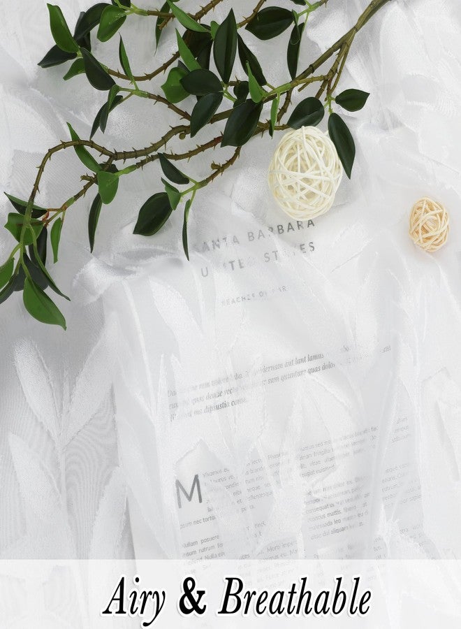 Lecloud ستائر لي كلاود ليا البيضاء الشفافة بطول 63 بوصة، قطعتان، مناسبة للمطبخ، توفر الخصوصية، ستائر غرف النوم، مزودة بجيوب للعمود، ومشبك جاكار. - Image 4