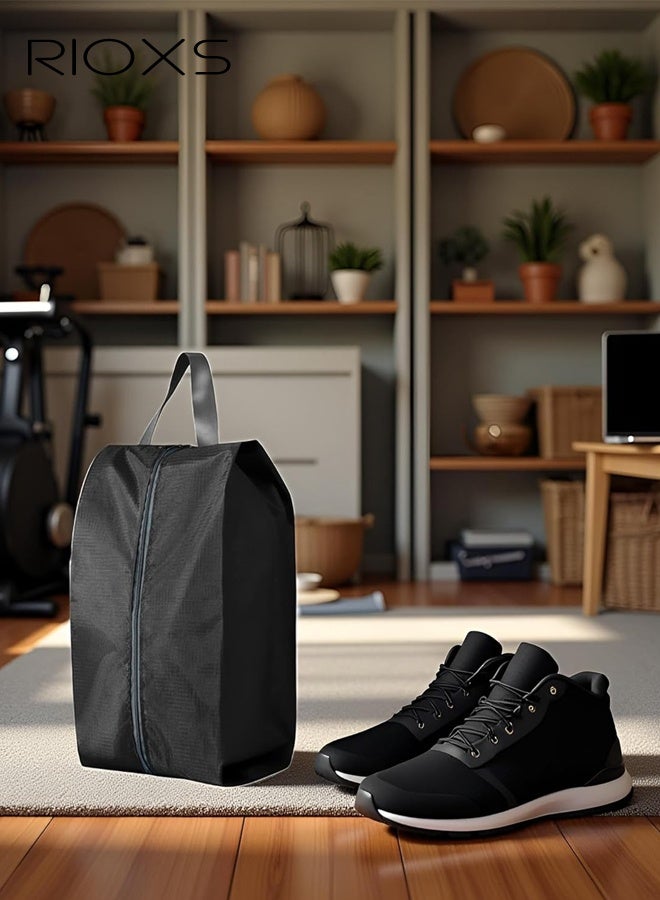 RIOXS 3 Pack Travel Shoe Bags, Portable Waterproof Nylon Shoe Storage Pouch with Zipper Closure and Handle, Stylish Shoe Storage Bag for Men and Women's Travel Gifts and Home Storage, Black - Image 5