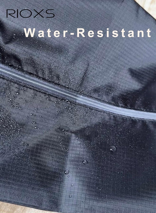 RIOXS 3 Pack Travel Shoe Bags, Portable Waterproof Nylon Shoe Storage Pouch with Zipper Closure and Handle, Stylish Shoe Storage Bag for Men and Women's Travel Gifts and Home Storage, Black - Image 4