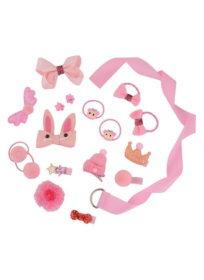 Yellow Bee - Cute Hair Clips Set For Girls (Pink) Set Of 18 Girls Hair Accessories For Hair Styling Clips Perfect For Occasions Like Birthday Parties & Ideal Gift For Girls - Image 1