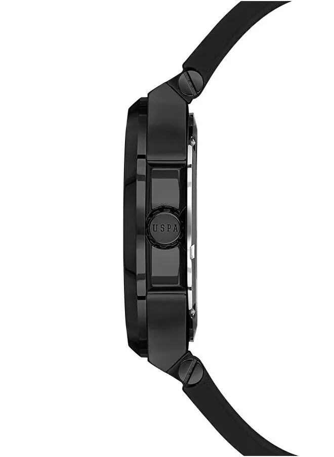 U.S. Polo Assn. Fundamental Men's 44mm Watch with Black Dial & Black Silicon Strap