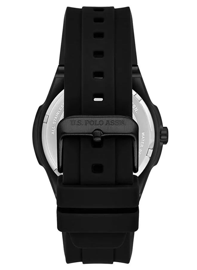 U.S. Polo Assn. Fundamental Men's 44mm Watch with Black Dial & Black Silicon Strap  - Image 3