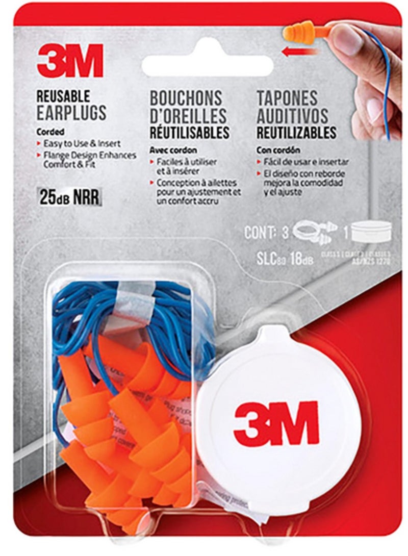 ثري ام سدادات أذن سلكية قابلة لإعادة الاستخدام برتقالي وأزرق 90716H3-DC - Image 2