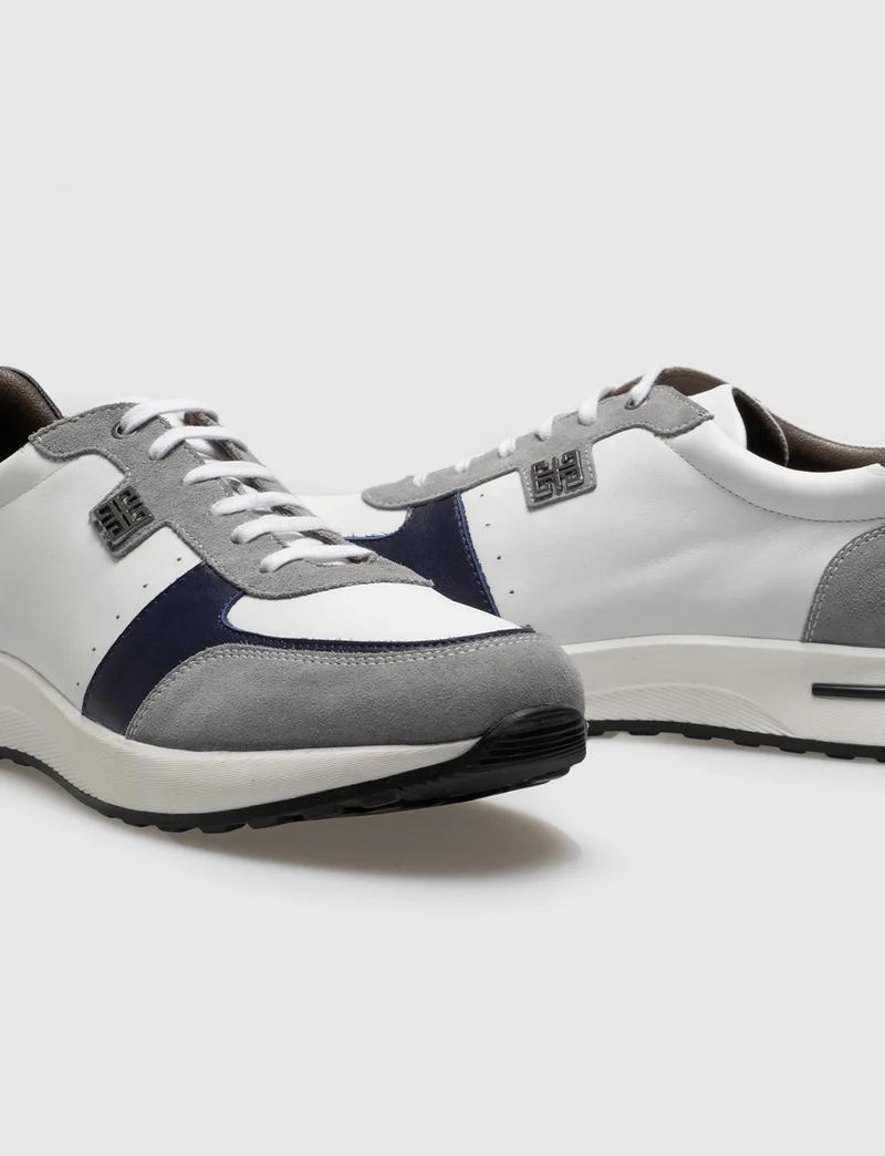 Cabani Genuine Leather White Lace-up Men's Sports Shoes