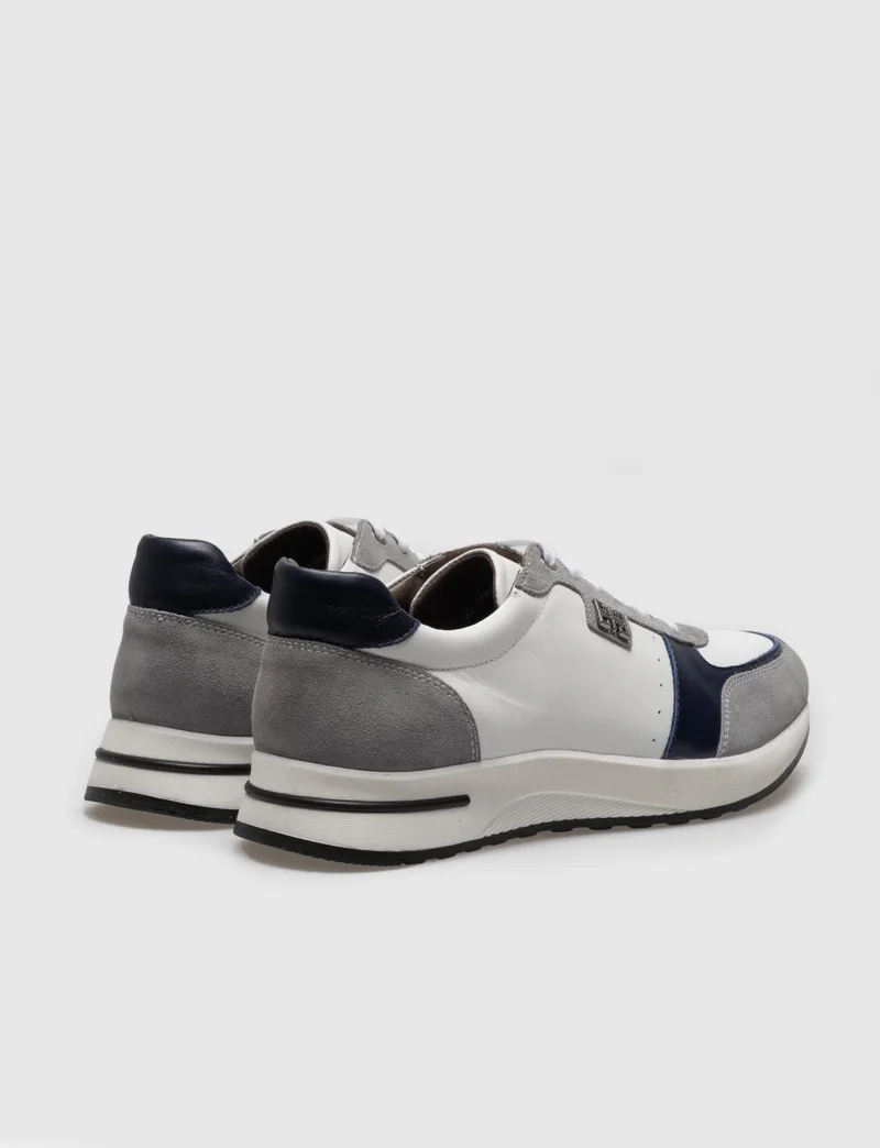Cabani Genuine Leather White Lace-up Men's Sports Shoes