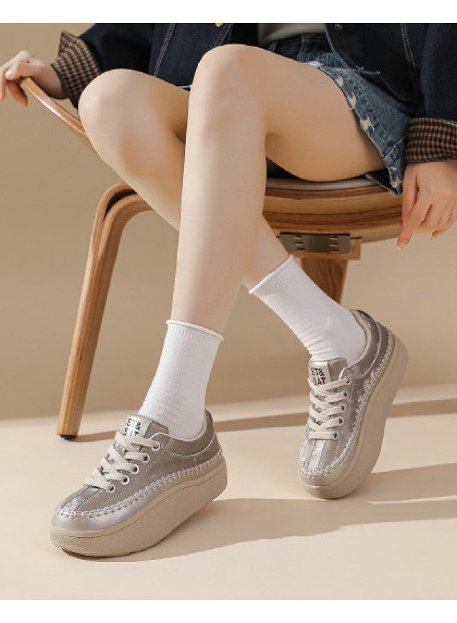 St&Sat Saturday Ugly Cute Board Shoes 26 Spring Fashion Versatile White Sneakers Thick Sole Height Increasing Comfortable Casual Women's Shoes - Image 1