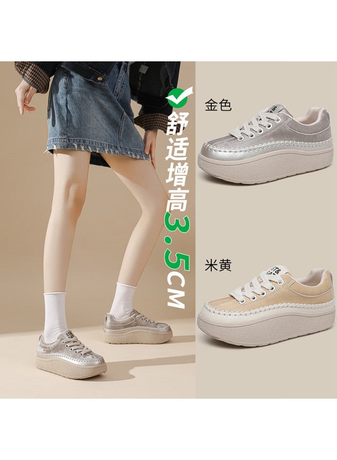 St&Sat Saturday Ugly Cute Board Shoes 26 Spring Fashion Versatile White Sneakers Thick Sole Height Increasing Comfortable Casual Women's Shoes - Image 2