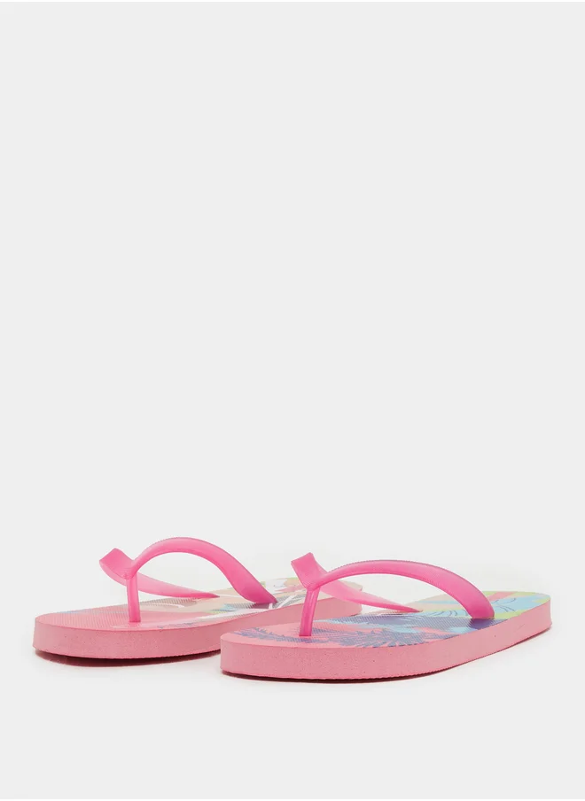 Styli Beach Print Thong Toe Flip flops