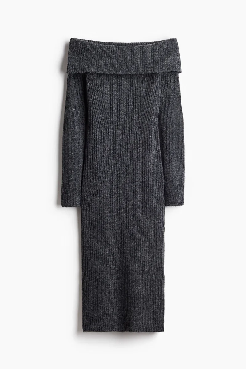 H&M Rib-knit off-the-shoulder dress