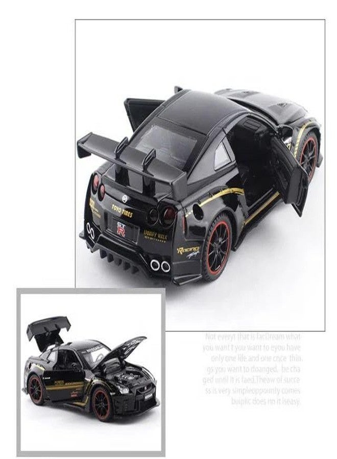 FEXXA 1:32 Scale Exclusive Alloy Metal Pull Back Die-cast Car Model with Sound Light Mini Auto Toy for Kids Metal Model Toy Car with Sound and Light? (1:32 Nissan GTR -Black) - Image 3