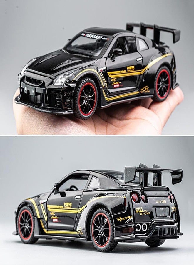 FEXXA 1:32 Scale Exclusive Alloy Metal Pull Back Die-cast Car Model with Sound Light Mini Auto Toy for Kids Metal Model Toy Car with Sound and Light? (1:32 Nissan GTR -Black) - Image 2