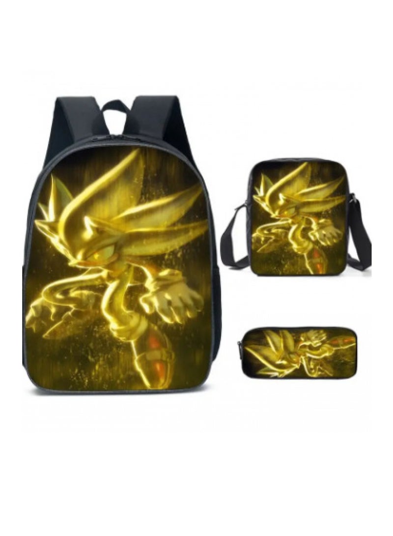 general 3-Piece Cartoon SONIC 3D Print Backpack Set - Image 1