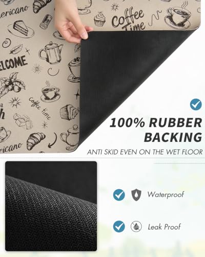 AMOAMI Coffee Mat Hide Stain Rubber Backed Absorbent Dish Drying Mat for Kitchen Counter - Fits Under Coffee Maker & Espresso Machine (12x19, Milk Tea) - Image 5