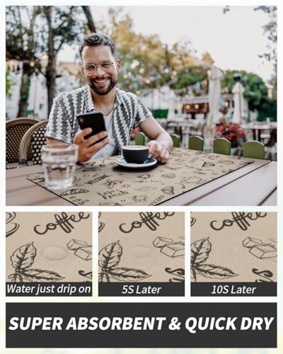 AMOAMI Coffee Mat Hide Stain Rubber Backed Absorbent Dish Drying Mat for Kitchen Counter - Fits Under Coffee Maker & Espresso Machine (12x19, Milk Tea) - Image 4