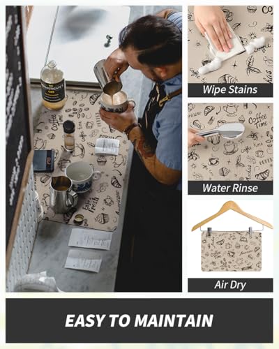 AMOAMI Coffee Mat Hide Stain Rubber Backed Absorbent Dish Drying Mat for Kitchen Counter - Fits Under Coffee Maker & Espresso Machine (12x19, Milk Tea) - Image 2