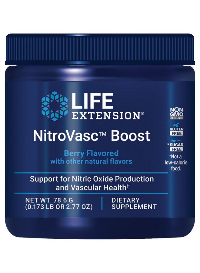 Life Extension Life Extension NitroVasc Boost, Blood Flow Supplement, Nitric Oxide Support, Heart Health, L-arginine, Gluten-Free, Non-GMO, Vegetarian, 1 Scoop, 30 Servings - Image 1
