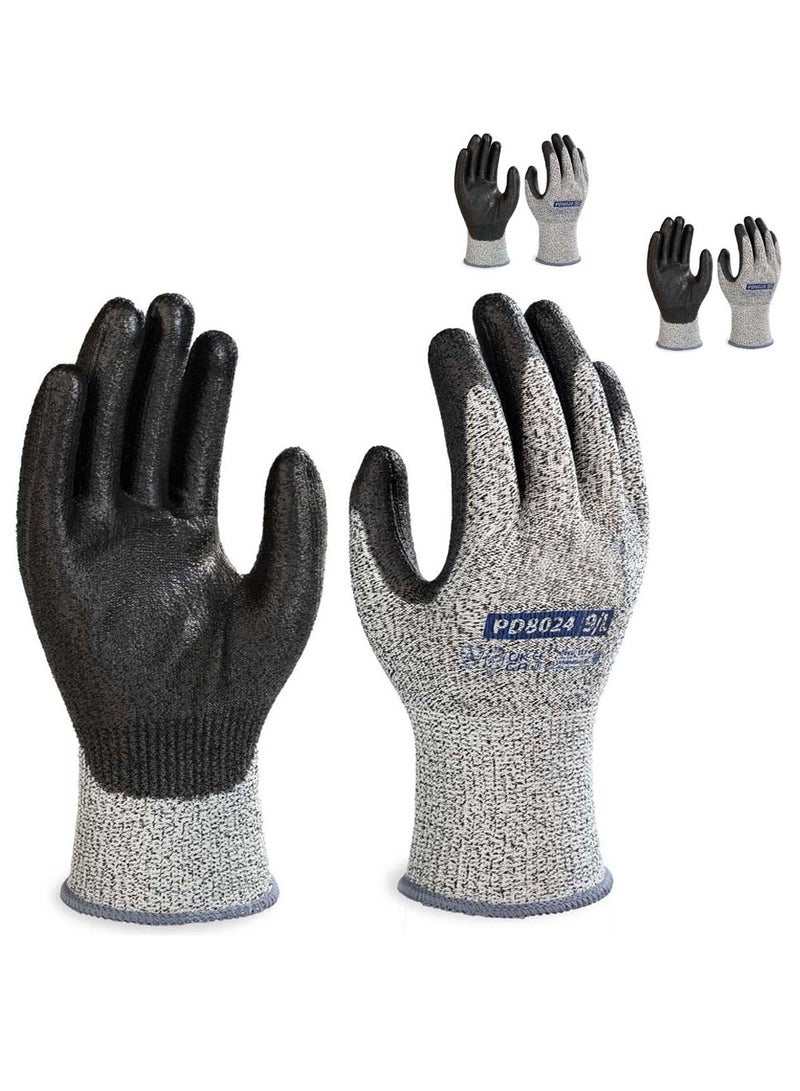 Excefore Cut Resistant Work Gloves, KASTWAVE Safety Work Gloves PU Palm Coated Gloves, Warehouse Construction All Purpose Work Gloves (3 Pairs)  - Image 1