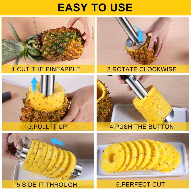 EXPORTTANZA Stainless Steel Pineapple Corer Cutter Slicer Wedger Dicer Peeler Fruit Tool Cut Pineapple Quick and Easy Without a Knife Includes One Year Warranty and a Free Pineapple Recipe eBook - Image 5