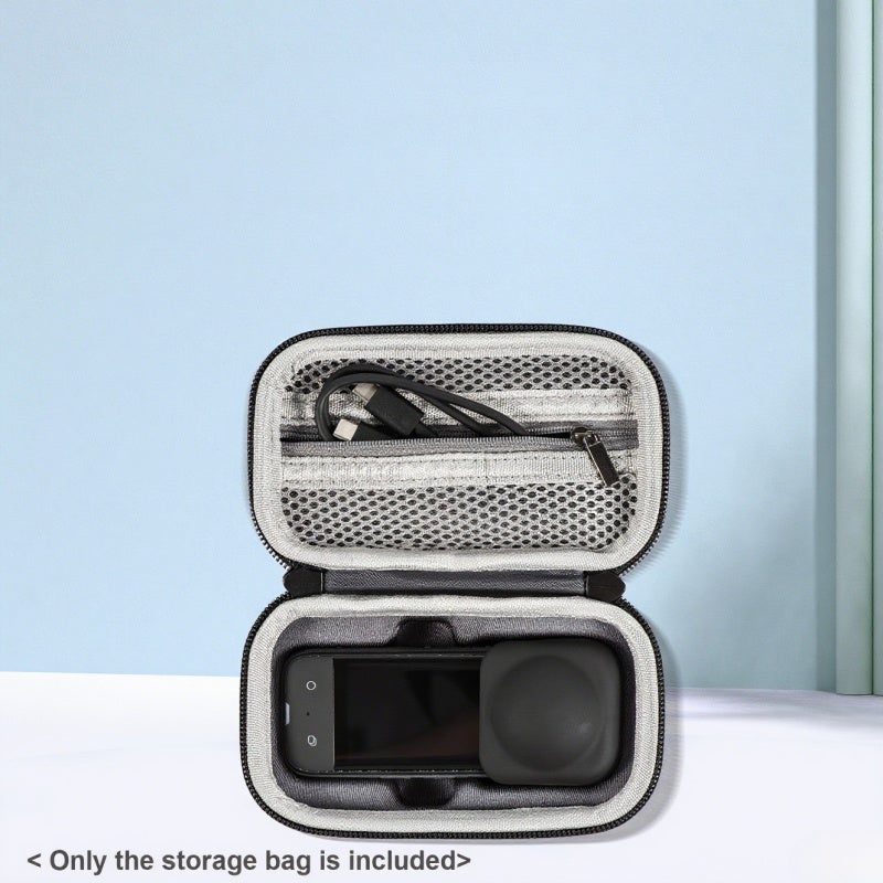 Insta360 X3 Carrying Case: Black PU Hardshell - Shockproof Waterproof Storage Case for Travel Camera Protection with Dual Layer Fabric, Mesh Pocket, Wrist Strap, Carabiner - Image 4