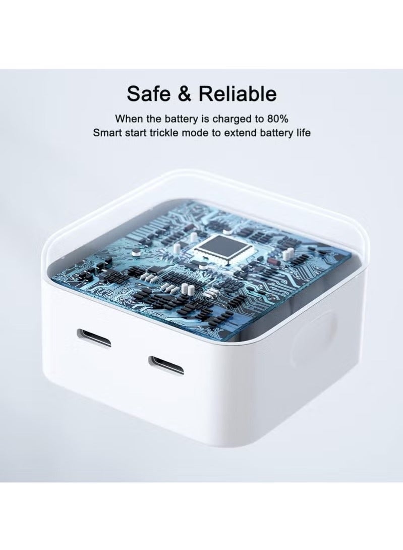 بست قابس USB C، محول طاقة سريع بمنفذ USB C مزدوج بقوة 50 وات لهاتف iPhone 15/14/14 Plus/Pro/ 14 Pro Max/ 13/12/ 11/ X/Samsung/Pad/Speaker/AirPods - Image 4
