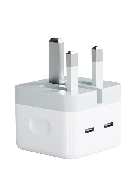 USB C Plug, 50W Dual USB C Fast Charger Plug Power Adapter for iPhone 15/14/14 Plus/Pro/ 14 Pro Max/ 13/12/ 11/ X/Samsung/Pad/Speaker/AirPods