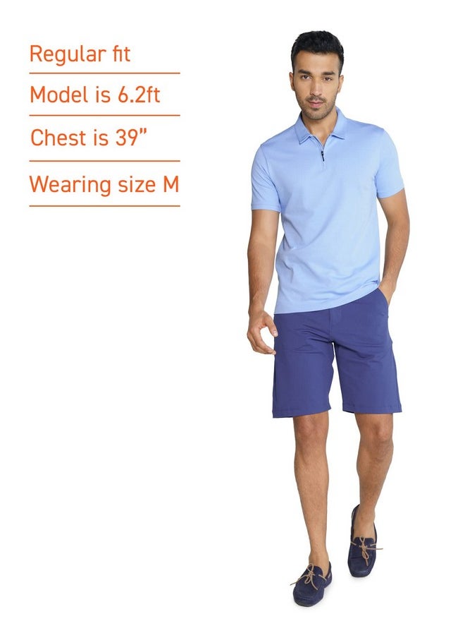 DaMENSCH DAMENSCH Men's Constant All Degree Regular Fit Zip-up Polo - Easy Blue - Large  - Image 3