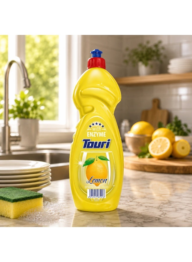 Touri Ultra Concentrated Dishwashing Liquid – Lemon Fresh (600ml) – Powerful Enzyme Formula – Advanced Grease Cutting Technology – Gentle on Hands – Sparkling Clean & Citrus Freshness for Your Kitchen - Image 3