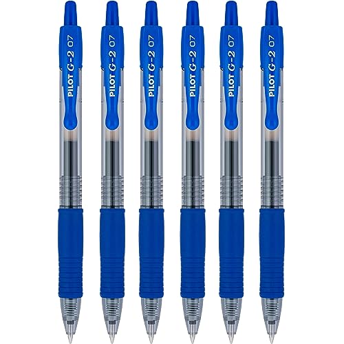 PILOT G2 Premium Refillable & Retractable Rolling Ball Gel Pens, 0.7mm Fine Point, Blue Ink, 6 Count - Image 1