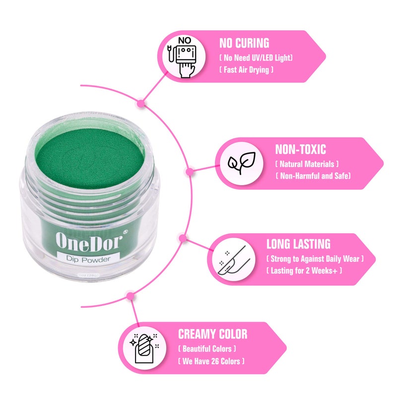 OneDor Nail Dip Dipping Powder â€“ Acrylic Color Pigment Powders Pro Collection System, 1 Oz. (16 - Green) - Image 5
