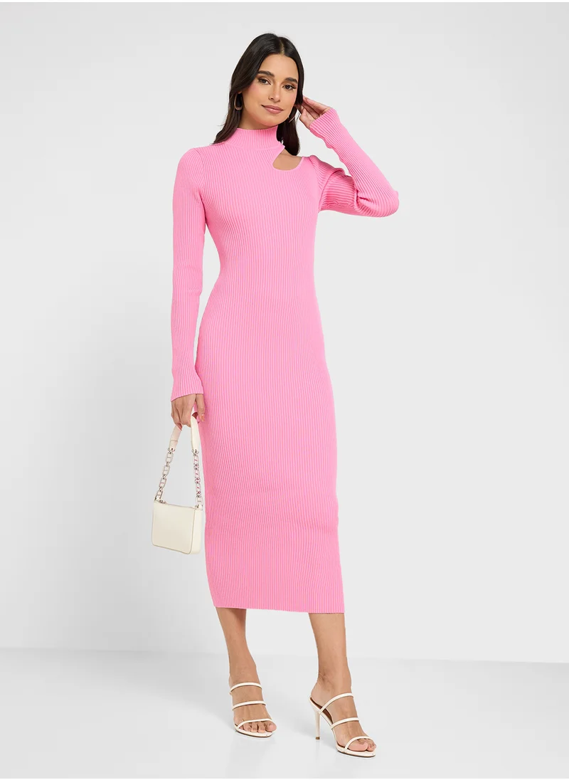 Bardot Puff Sleeve Knitted Dress