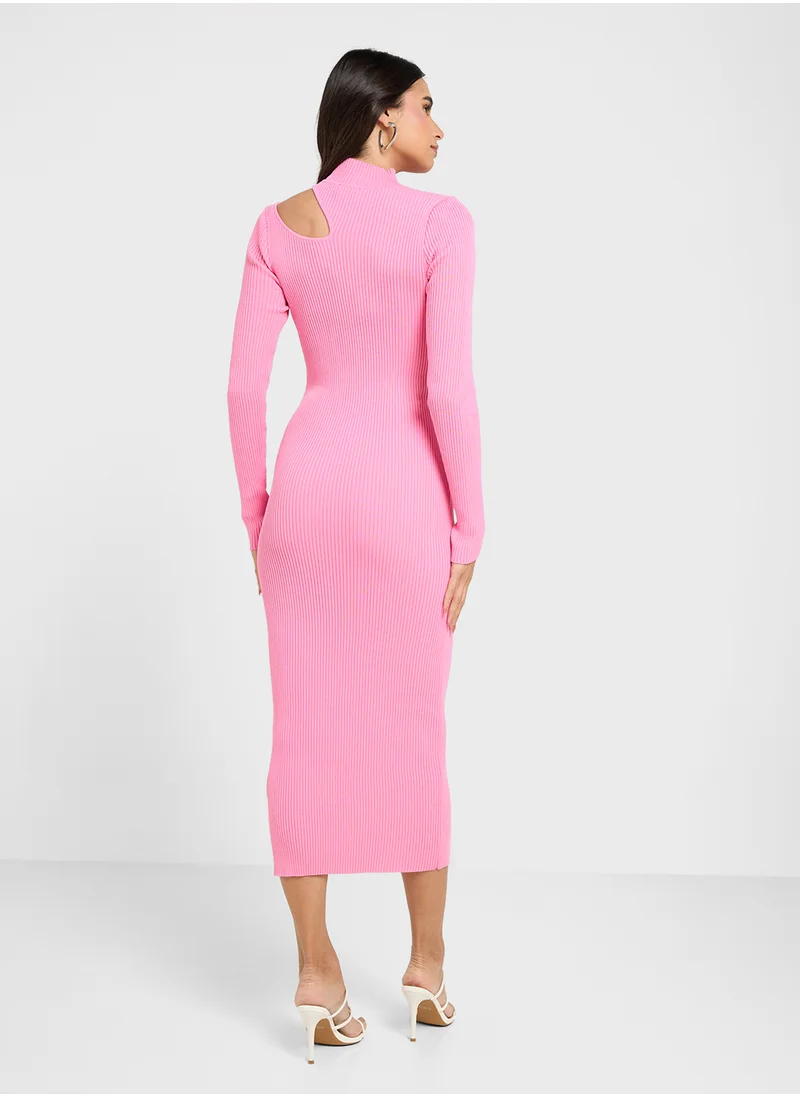 Bardot Puff Sleeve Knitted Dress