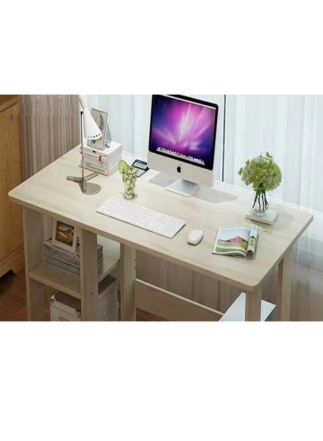 fashionhome Modern Multifunctional Home Office Study Computer Table Desk with Storage Shelfs For Study Room and Office Furniture Beige 90 x 37 x 72 cm - Image 2