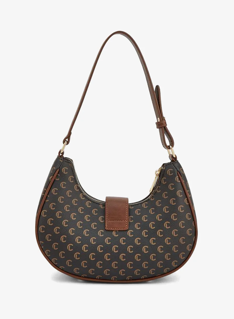 Le Confort BROWN Monogram Print Shoulder Bag With Adjustable Strap for Women | Best Price UAE