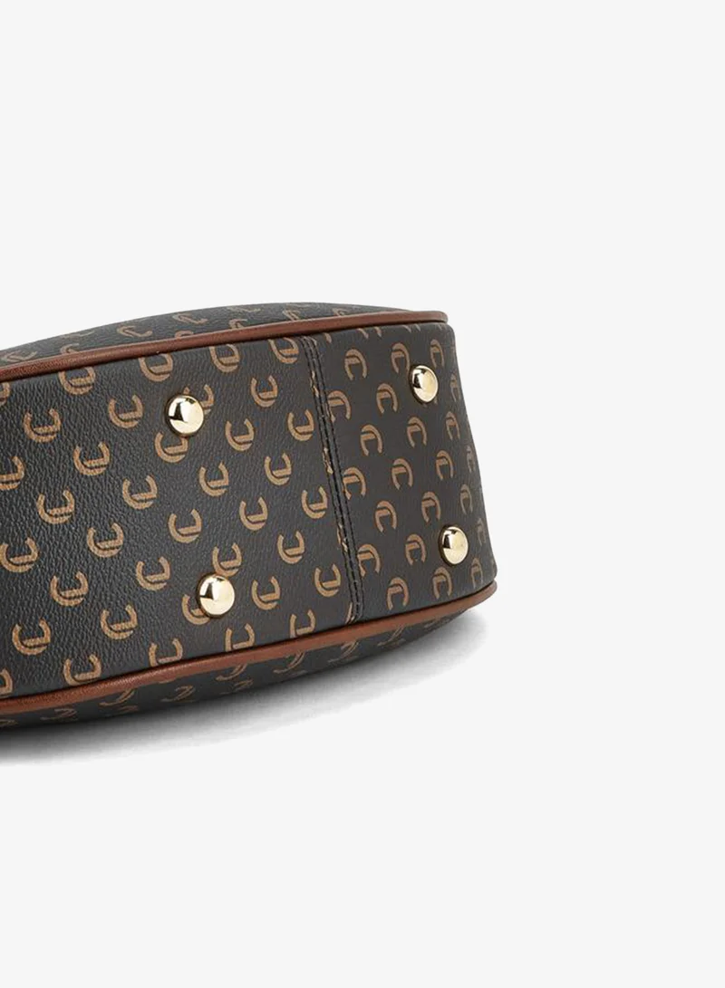 Le Confort BROWN Monogram Print Shoulder Bag With Adjustable Strap for Women | Best Price UAE