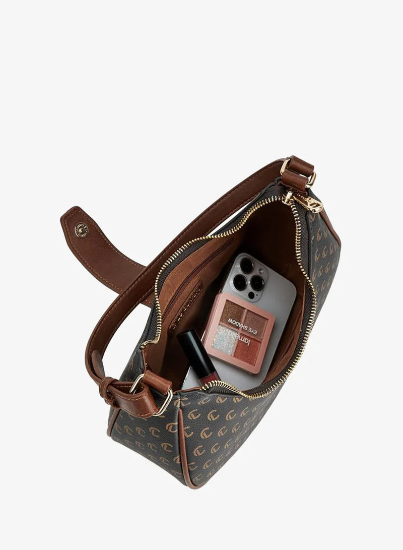 Le Confort BROWN Monogram Print Shoulder Bag With Adjustable Strap for Women | Best Price UAE