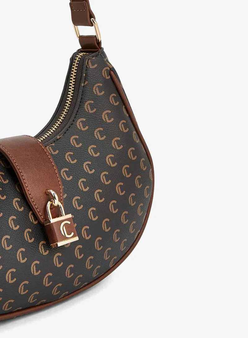 Le Confort BROWN Monogram Print Shoulder Bag With Adjustable Strap for Women | Best Price UAE