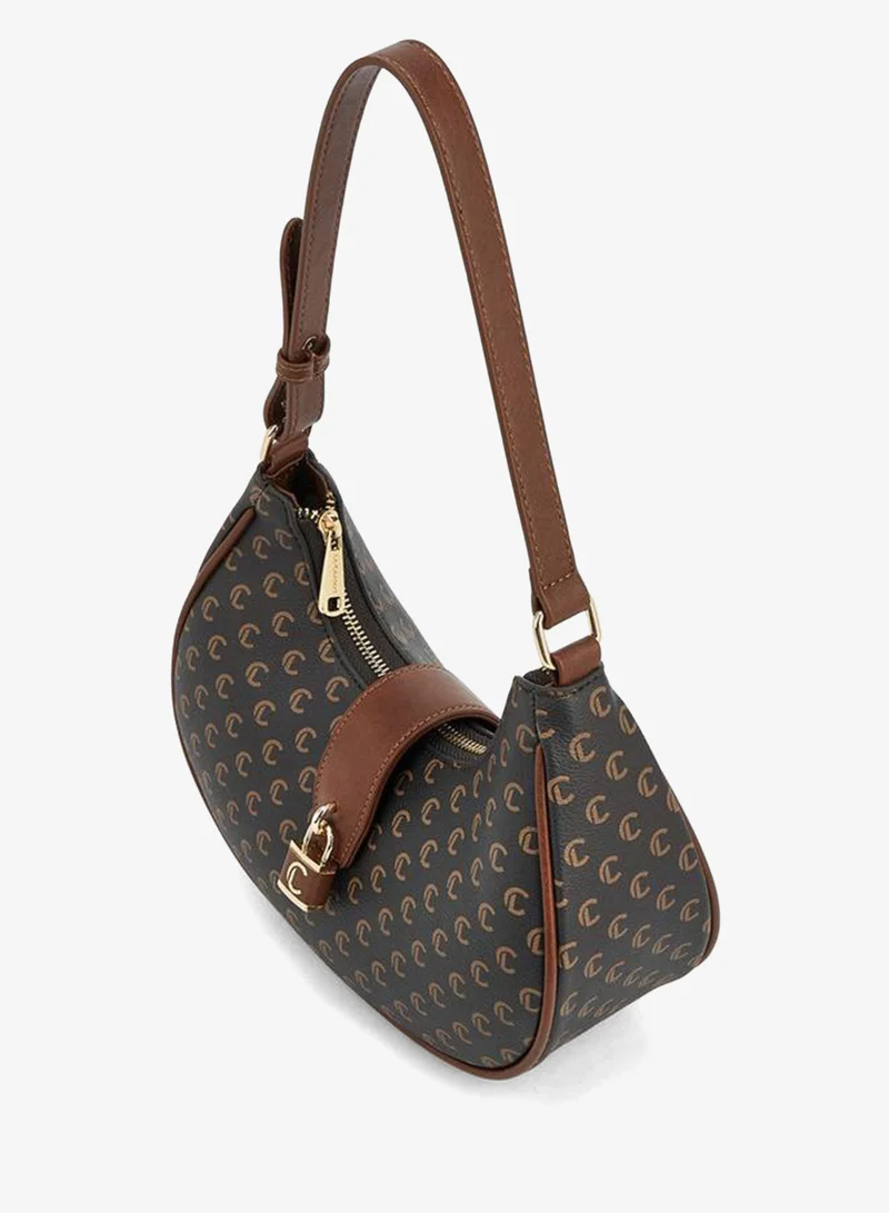 Le Confort BROWN Monogram Print Shoulder Bag With Adjustable Strap for Women | Best Price UAE