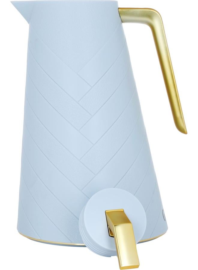 جلوري ترمس زجاجي سعة 1.5 لتر، هيكل بلاستيكي، أزرق فاتح - Image 3