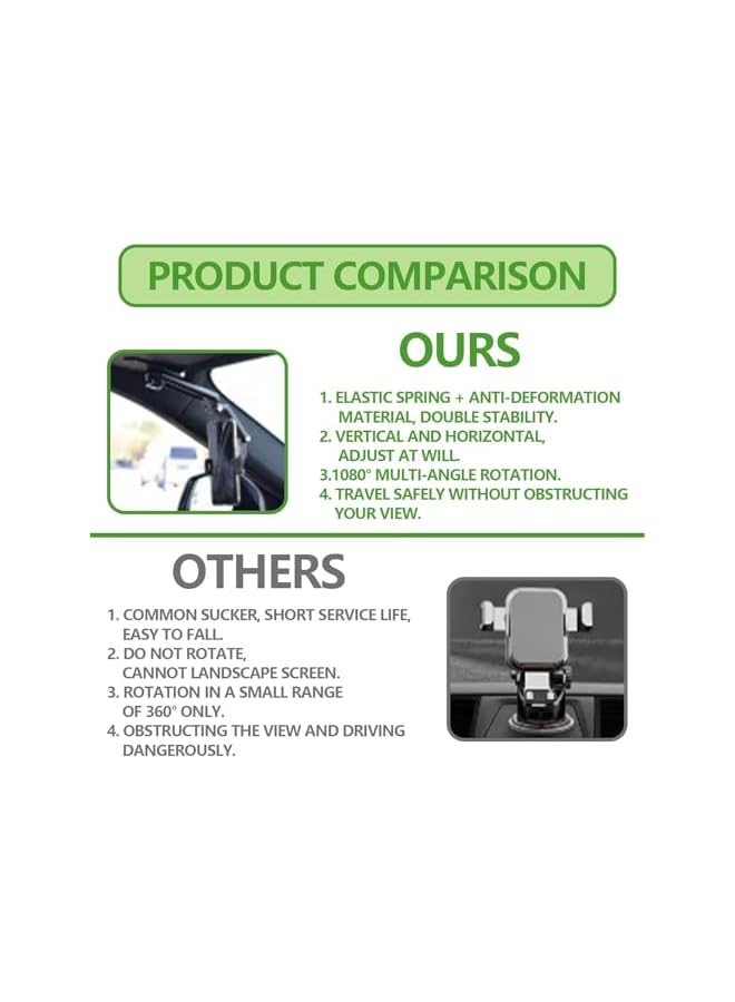 S-TOP Sun Visor Car Phone Holder, 360° Rotating & Retractable Holder for Car Sun Visor, Compatible with Most Mobile Phone Models (Black) - Image 4