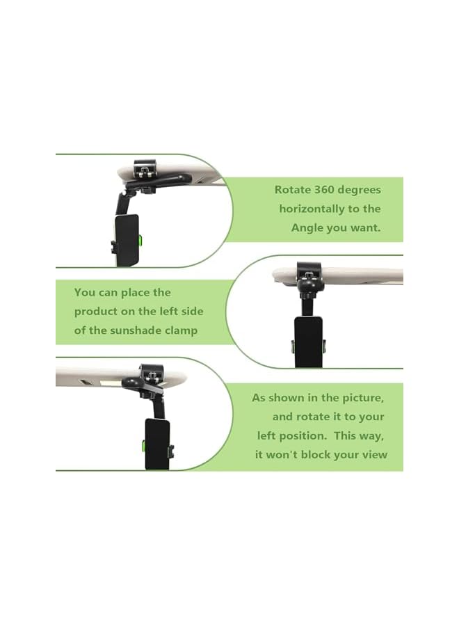 S-TOP Sun Visor Car Phone Holder, 360° Rotating & Retractable Holder for Car Sun Visor, Compatible with Most Mobile Phone Models (Black) - Image 2