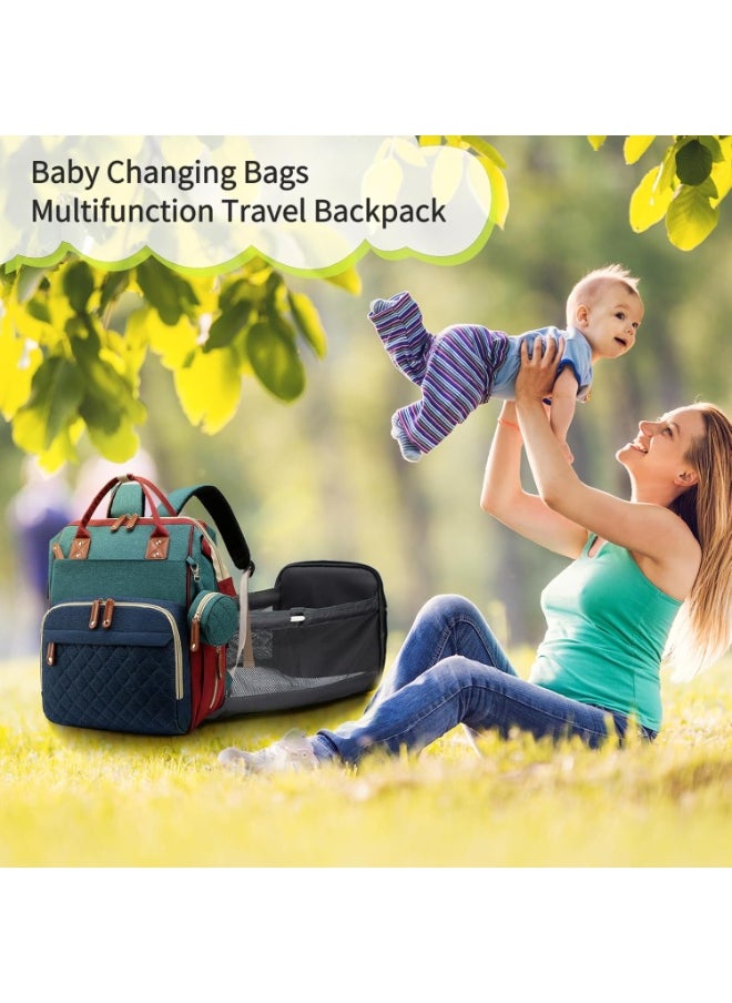 VIO Large Baby Backpack Diaper Bag with Changing Station Foldable Multifunctional Travel Bassinet with Soft Stroller Straps Washable Pads Mummy Bag Multicolor Water Resistant Baby Diaper Bag with USB Charging Port 3 in 1 Baby Diaper Mommy Bag with Changing Pad for Baby Boy Baby Girl Indoor Outdoor Travel Use  - Image 3