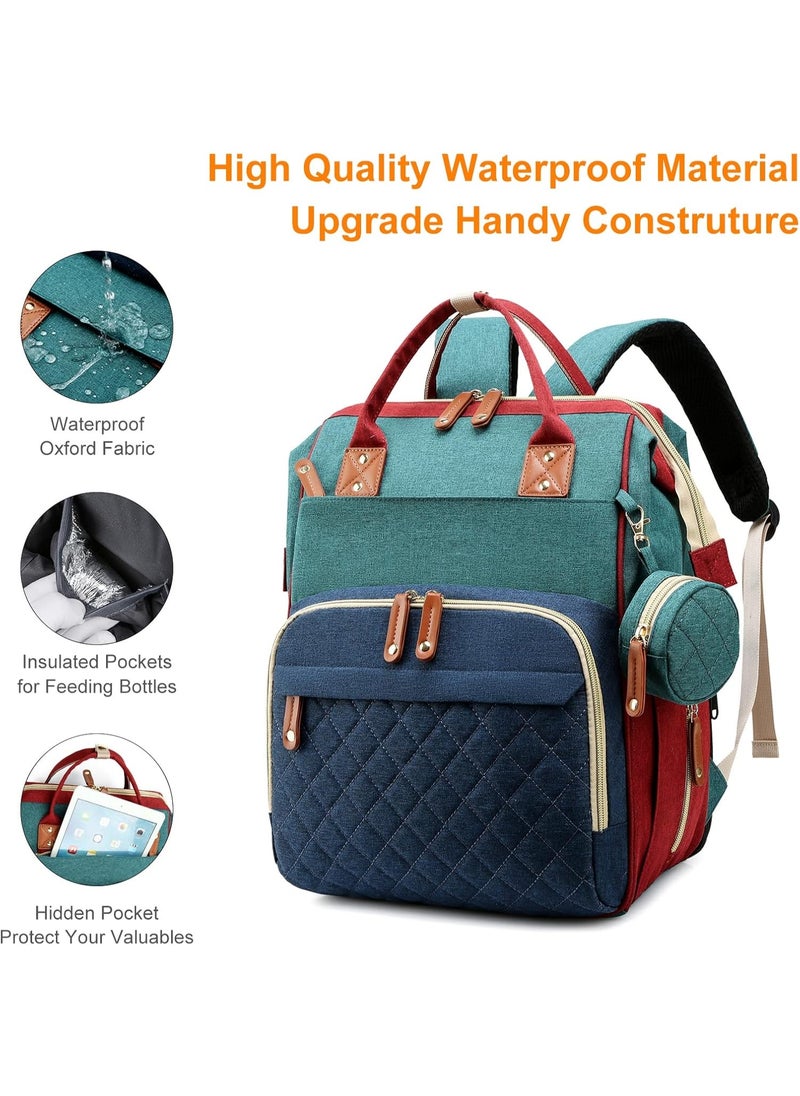 VIO Large Baby Backpack Diaper Bag with Changing Station Foldable Multifunctional Travel Bassinet with Soft Stroller Straps Washable Pads Mummy Bag Multicolor Water Resistant Baby Diaper Bag with USB Charging Port 3 in 1 Baby Diaper Mommy Bag with Changing Pad for Baby Boy Baby Girl Indoor Outdoor Travel Use  - Image 5