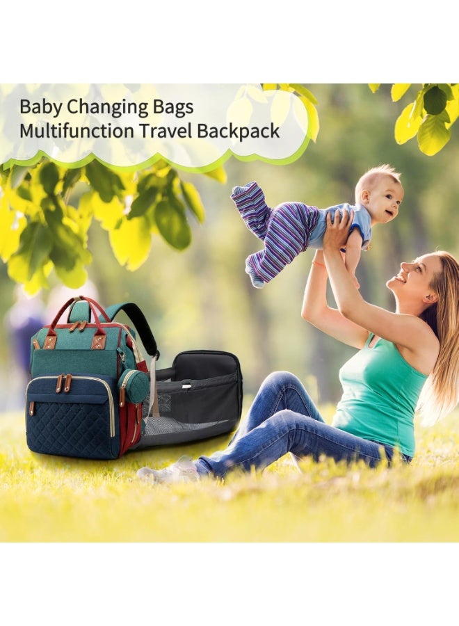 VIO Large Baby Backpack Diaper Bag with Changing Station Foldable Multifunctional Travel Bassinet with Soft Stroller Straps Washable Pads Mummy Bag Multicolor Water Resistant Baby Diaper Bag with USB Charging Port 3 in 1 Baby Diaper Mommy Bag with Changing Pad for Baby Boy Baby Girl Indoor Outdoor Travel Use - Image 4