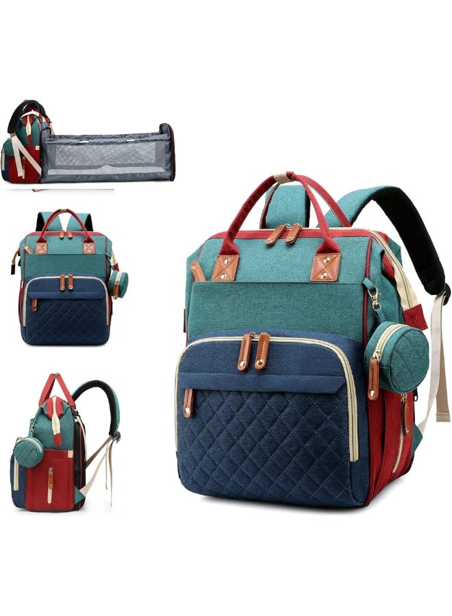 VIO Large Baby Backpack Diaper Bag with Changing Station Foldable Multifunctional Travel Bassinet with Soft Stroller Straps Washable Pads Mummy Bag Multicolor Water Resistant Baby Diaper Bag with USB Charging Port 3 in 1 Baby Diaper Mommy Bag with Changing Pad for Baby Boy Baby Girl Indoor Outdoor Travel Use - Image 1