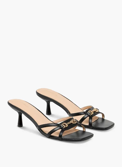 Flora Bella By Shoexpress Metal Accent Slip-On Sandals with Stiletto Heels