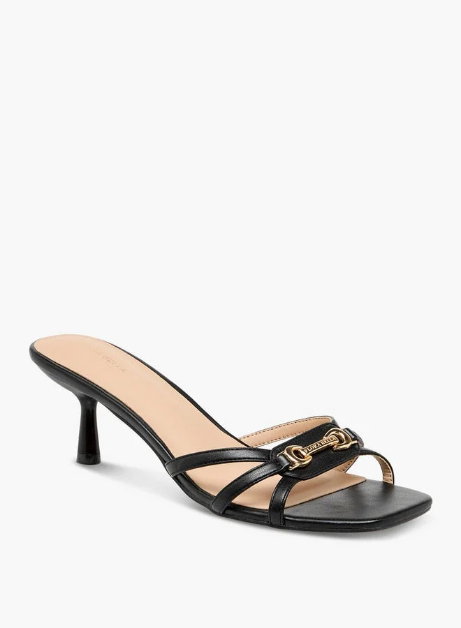 Flora Bella By Shoexpress Metal Accent Slip-On Sandals with Stiletto Heels