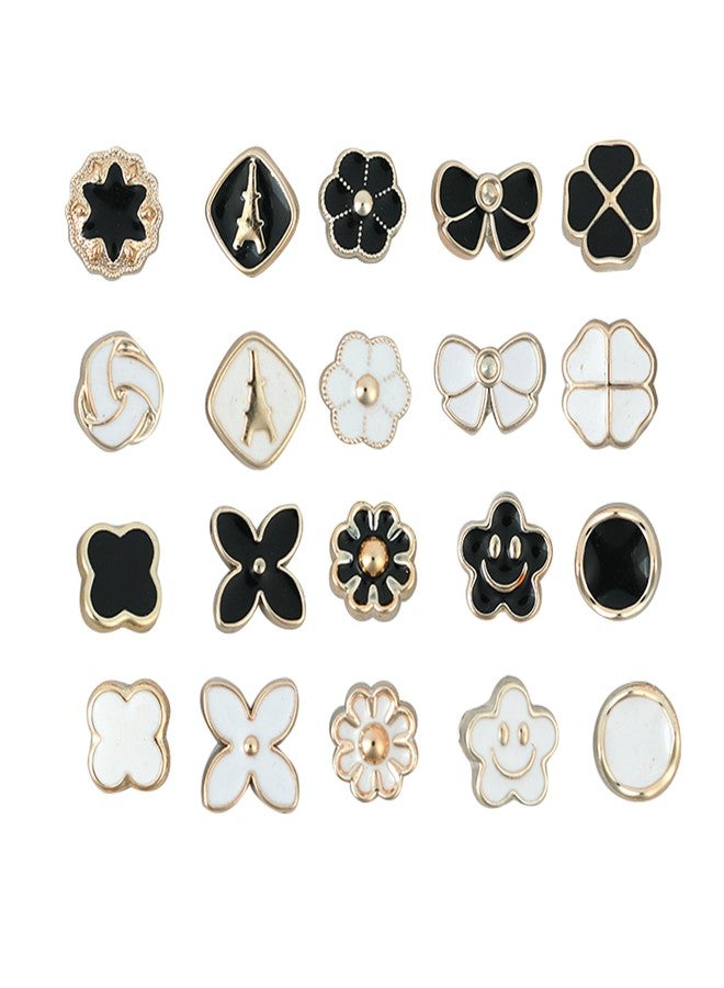 ARLICODECK New 20 pcs Pearl Buttons Brooch Buttons Cover Up Brooch Pins Mini Safety Shirt Buttons for Cardigan Saree Dress Hats, No Sew & Removable (Multi Design) (Brooch Buttons A) - Image 1