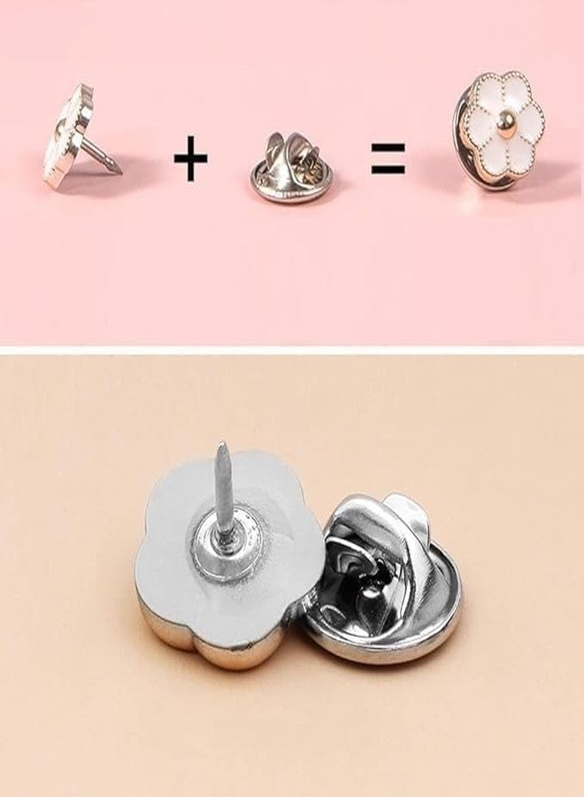 ARLICODECK New 20 pcs Pearl Buttons Brooch Buttons Cover Up Brooch Pins Mini Safety Shirt Buttons for Cardigan Saree Dress Hats, No Sew & Removable (Multi Design) (Brooch Buttons A) - Image 3
